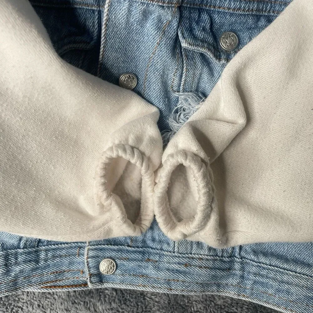 Vintage 90s Kids 24M Denim Jean Jacket Hoodie Toddler Baby Blue Casual Time